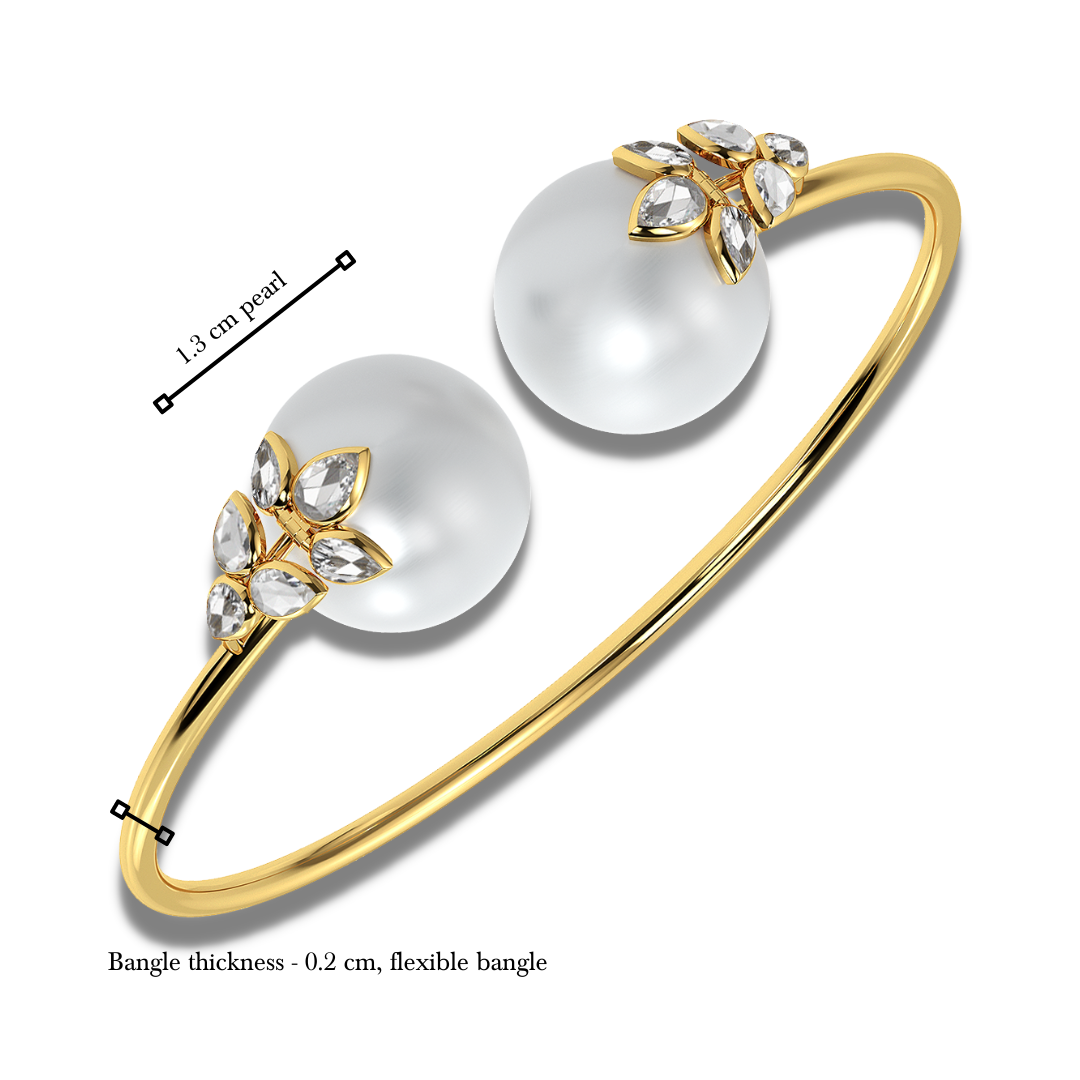 The classic 6 petal rosecut diamond and pearl bangle