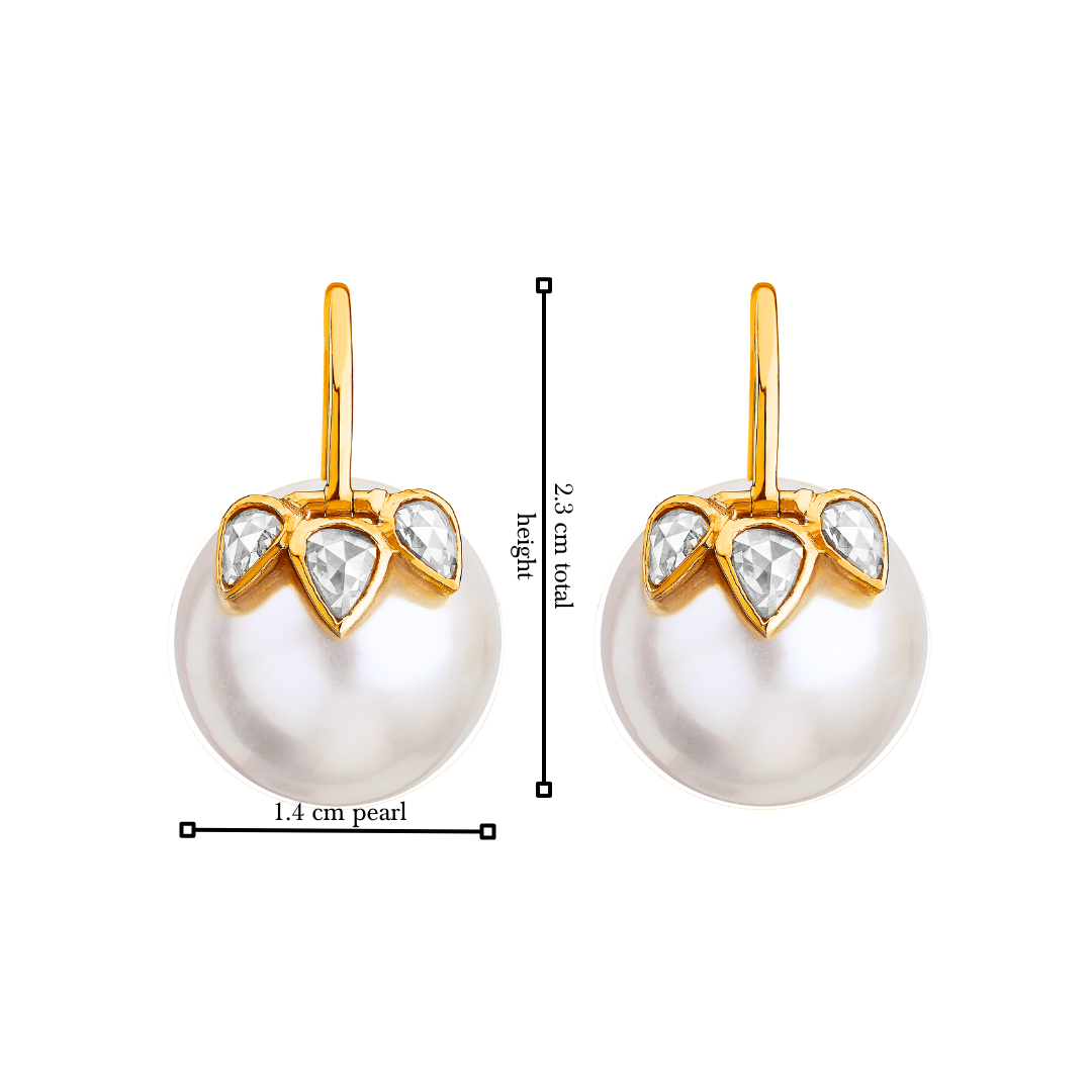 The classic 3 petal rosecut diamond and pearl earrings