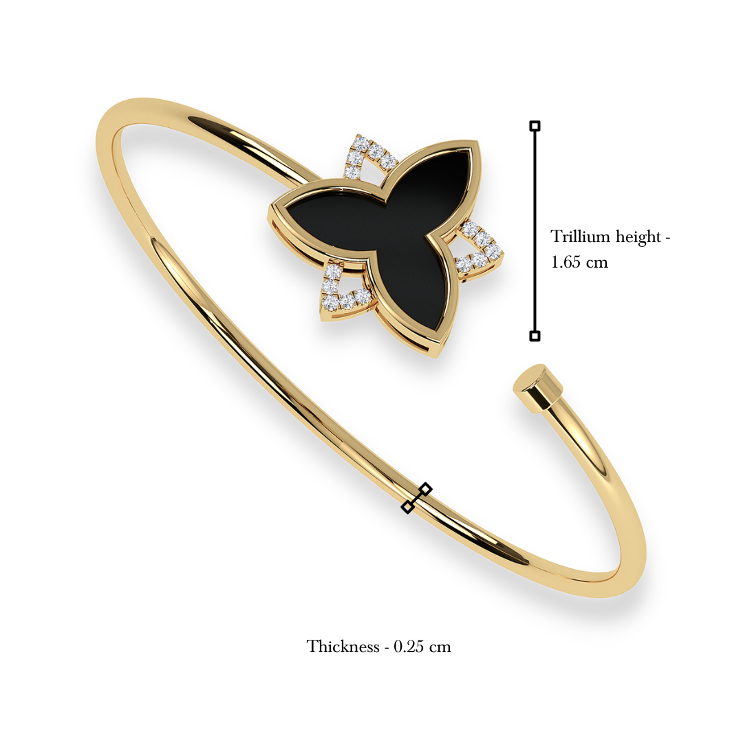 The classic black large trillium bangle with diamonds