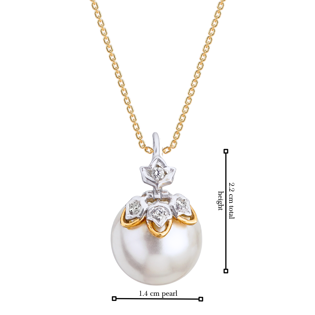 The lotus loop diamond and pearl pendant