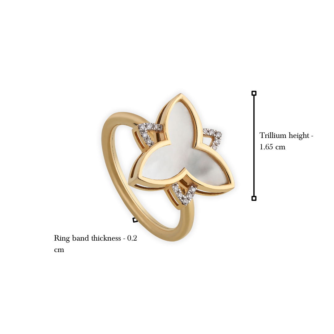 The classic white large trillium ring with diamonds