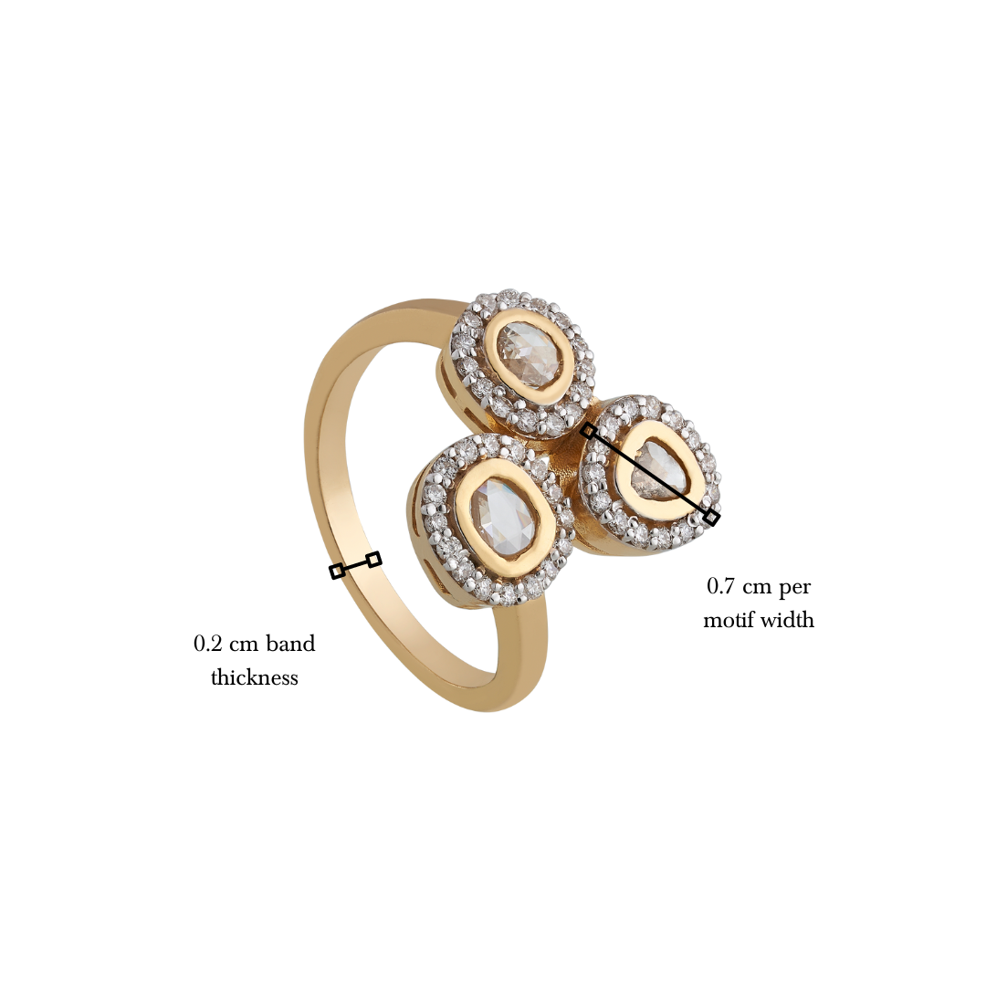 The three Rose-Cut Diamond Statement Ring