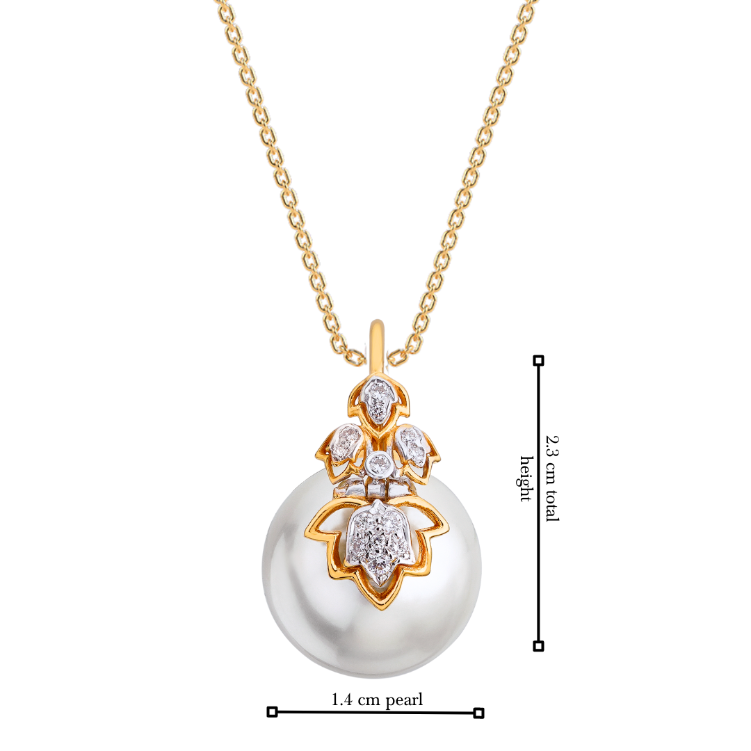 The inverted lotus diamond and pearl pendant