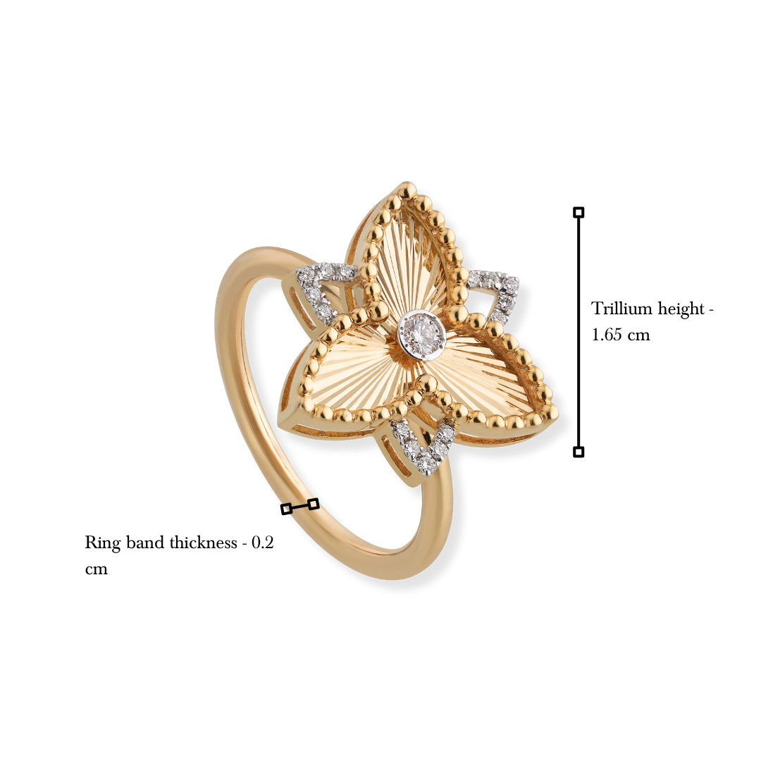 The gilded trillium ring with diamonds