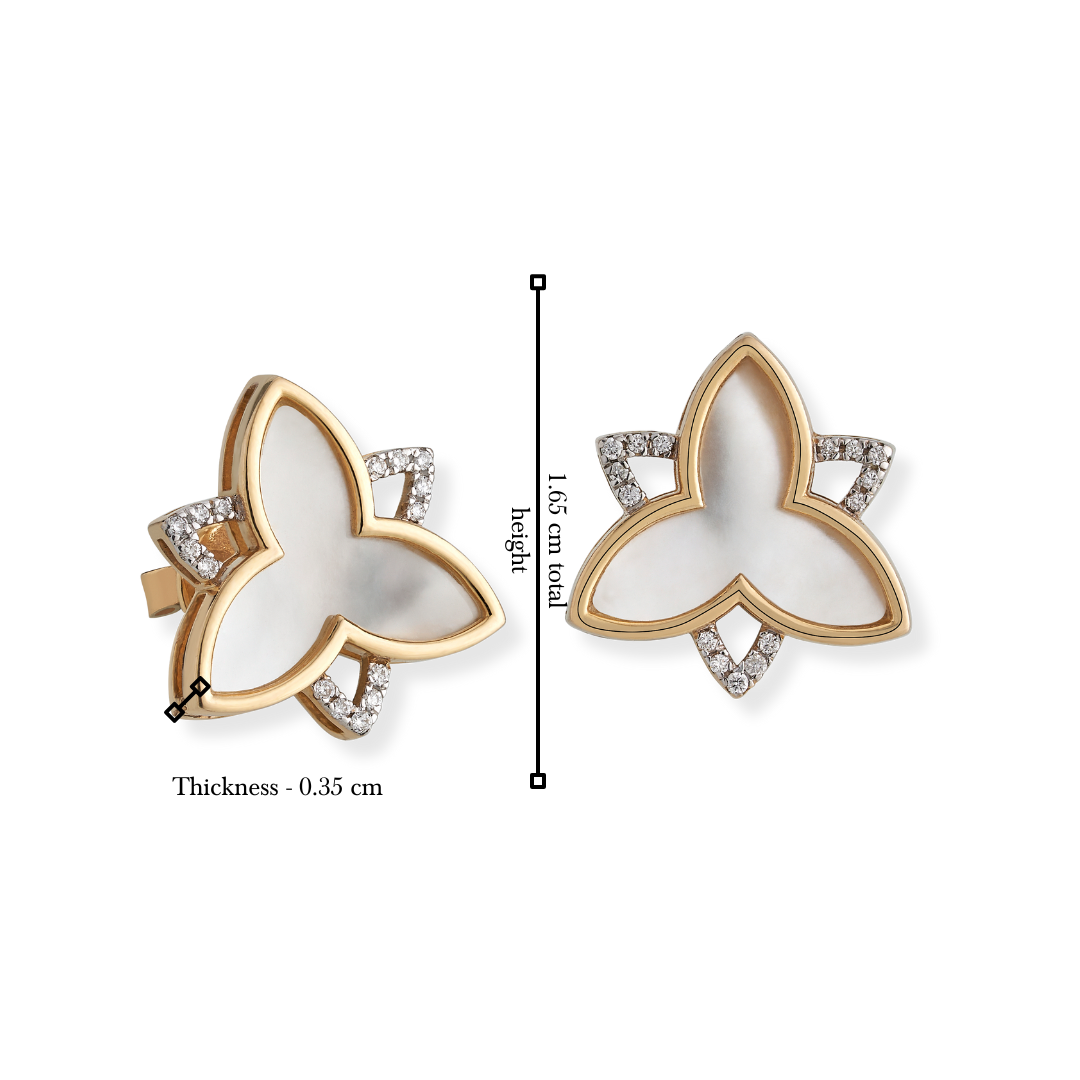 The classic white large trillium earrings with diamonds