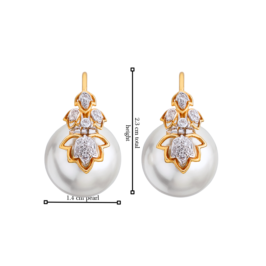 The inverted lotus diamond and pearl earrings