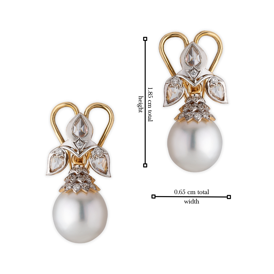 The vintage rosecut earrings with south sea pearls