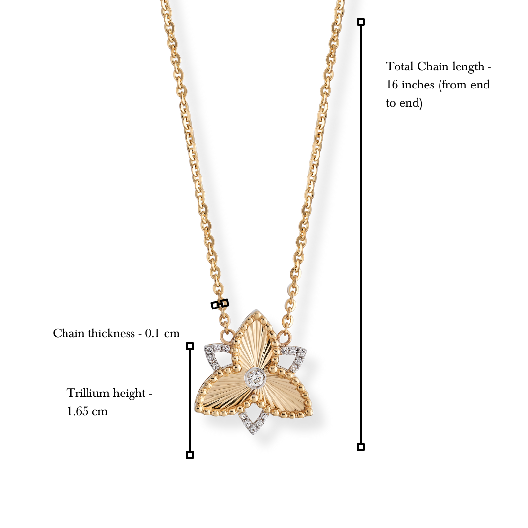 The gilded gold trillium necklace with diamonds