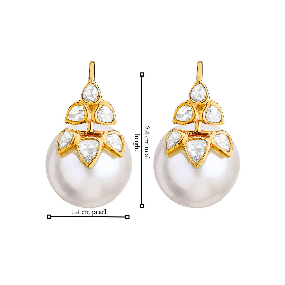 The classic 6 petal rosecut diamond and pearl earrings