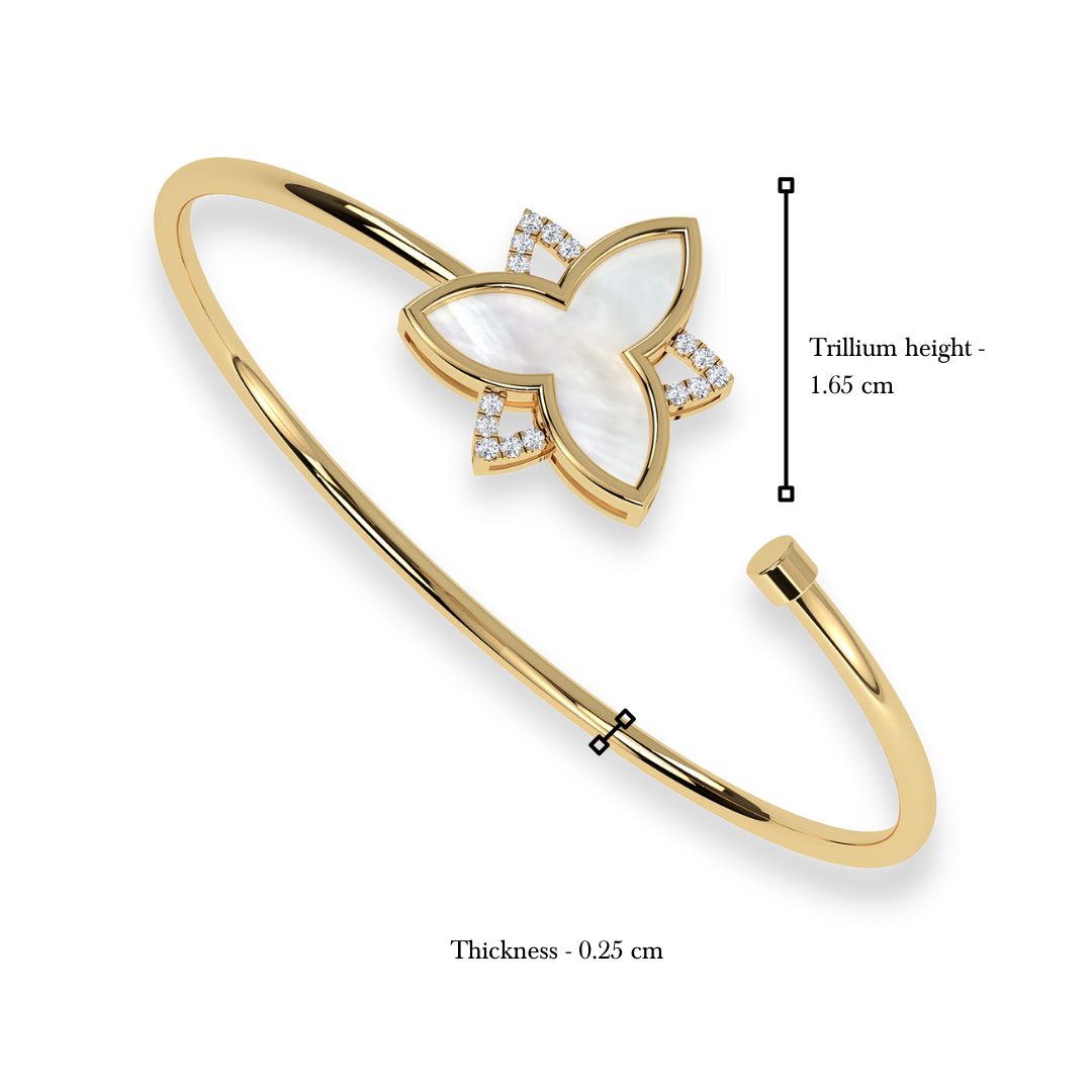 The classic white large trillium bangle with diamonds