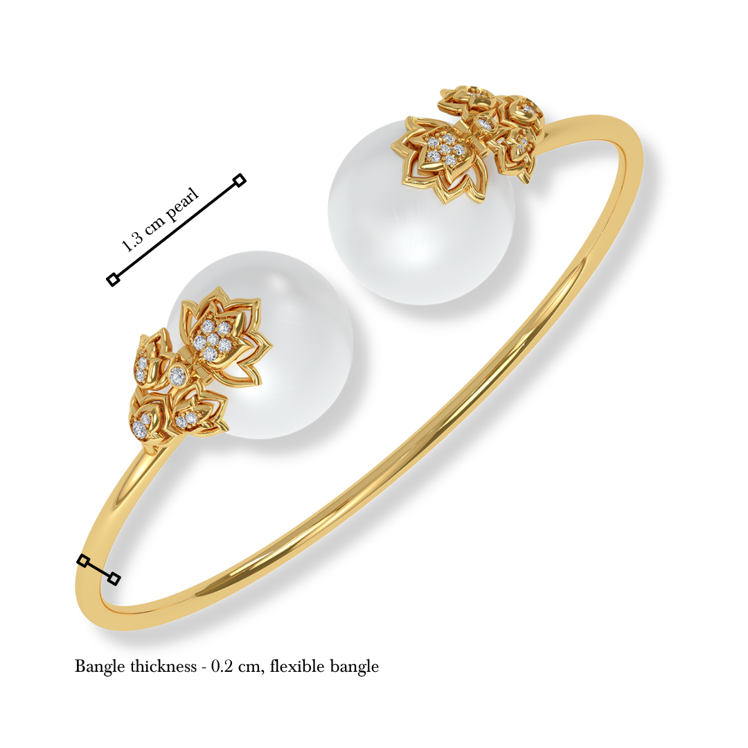 The inverted lotus diamond and pearl bangle