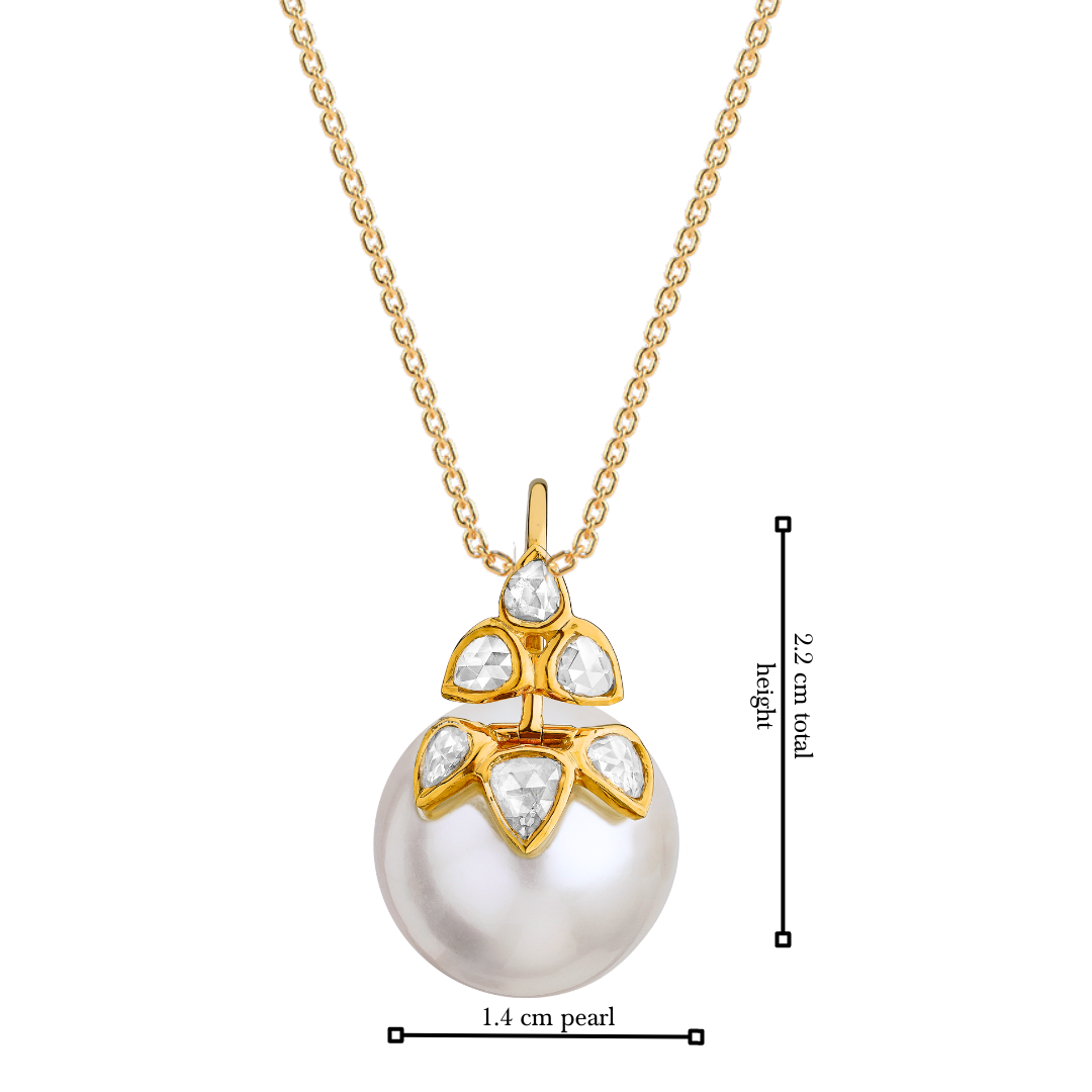 The classic 6 petal rosecut diamond and pearl pendant