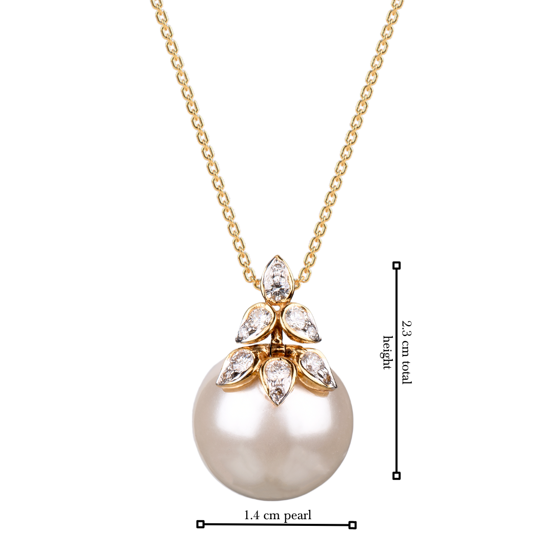 The Large 6 petal Diamond and pearl pendant