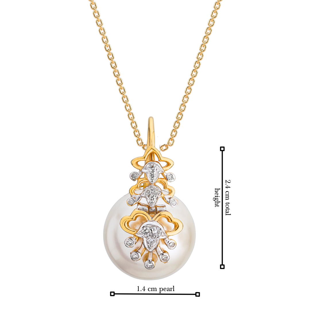 The Radiant Cascade Symphony Diamond and Pearl Pendant